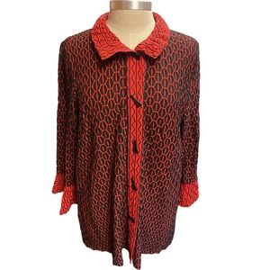 Ali Miles Red Black Mosaic Swing Tunic Jacket size Large